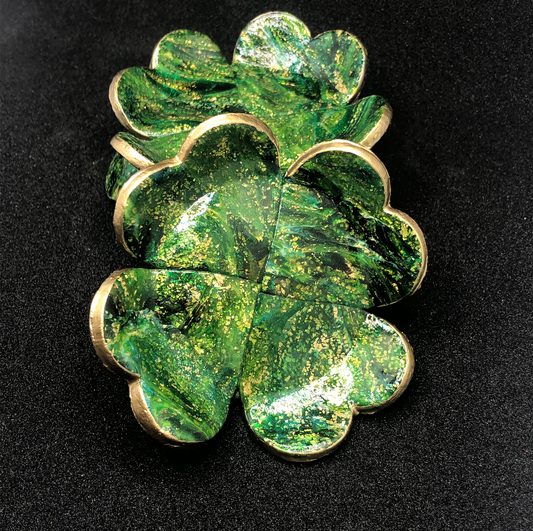 Emerald Quartz Four Leaf Clover Trinket Dish