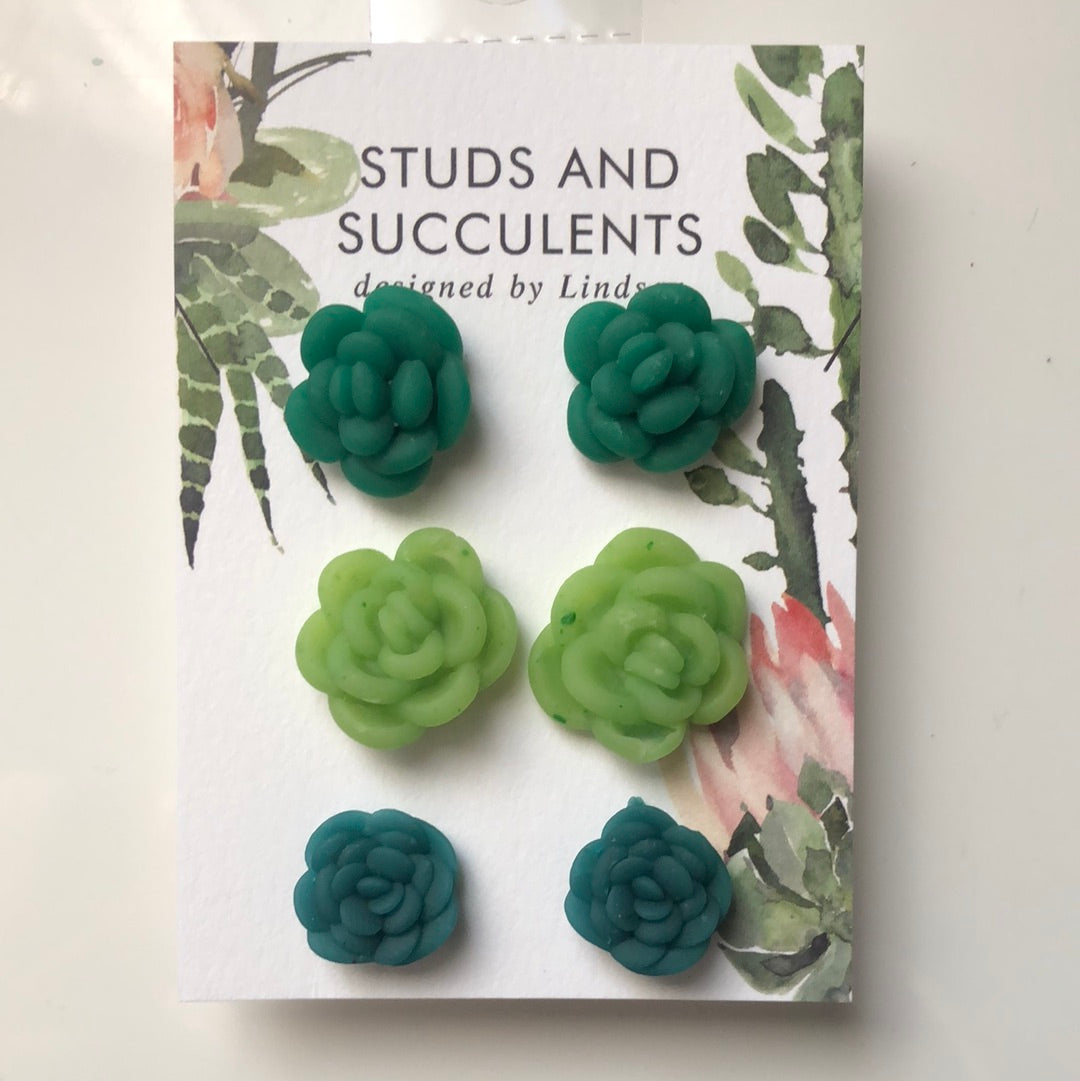Succulent Studs Trio