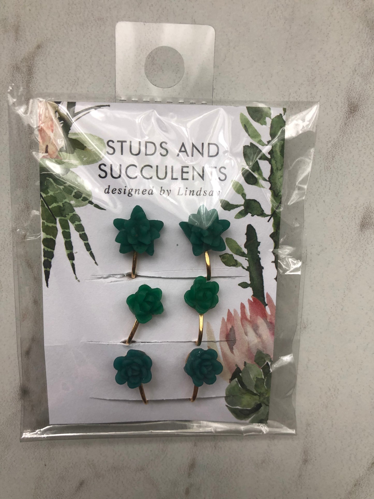 Succulent Studs Trio